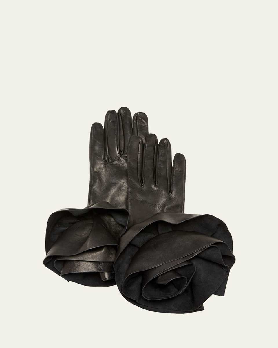 Peony Rose Leather Gloves
